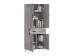 Aparador alto madera contrachapada gris sonoma 69,5x34x180 cm ES19464