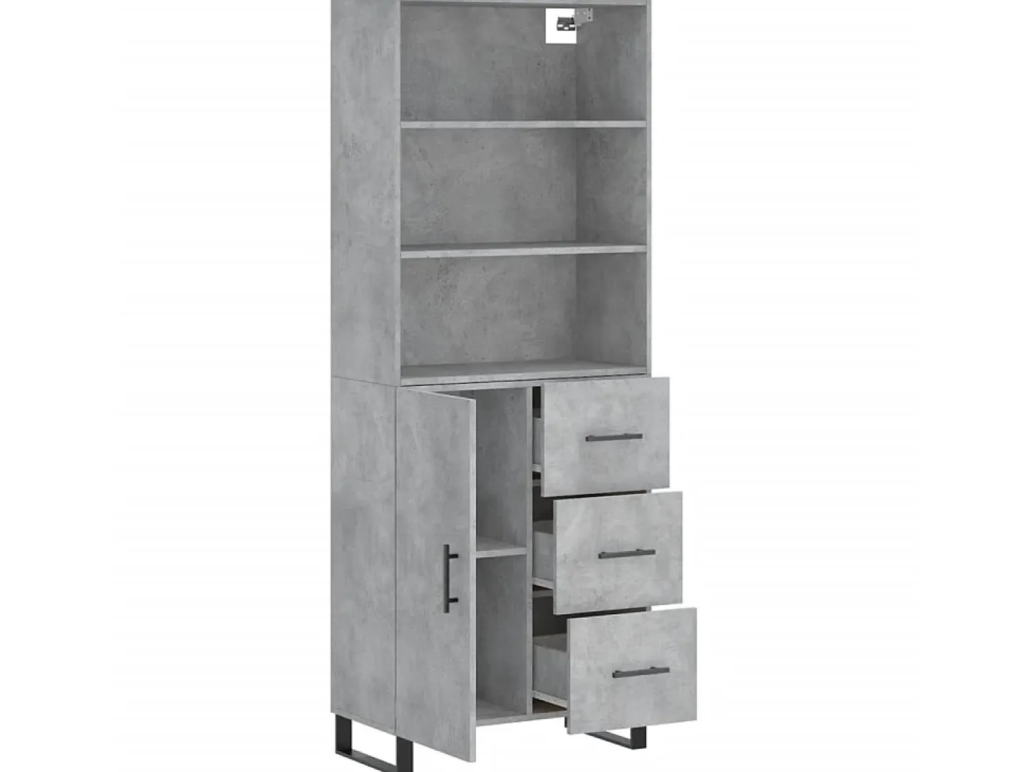 Aparador alto madera contrachapada gris hormigón 69,5x34x180 cm ES52417