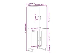 Aparador alto madera contrachapada roble ahumado 69,5x34x180 cm