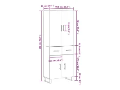 Aparador alto madera contrachapada blanco 69,5x34x180 cm