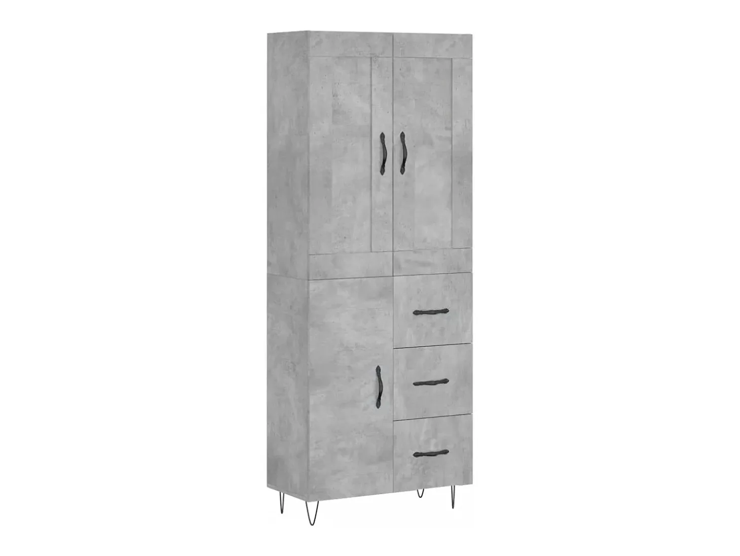 Aparador alto madera contrachapada gris hormigón 69,5x34x180 cm