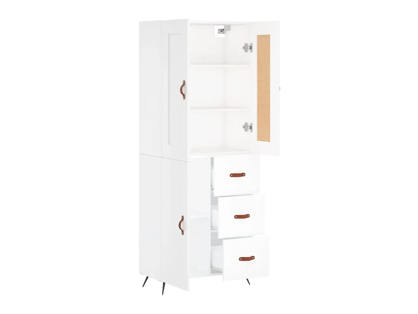 Aparador alto madera contrachapada blanco 69,5x34x180 cm ES80404