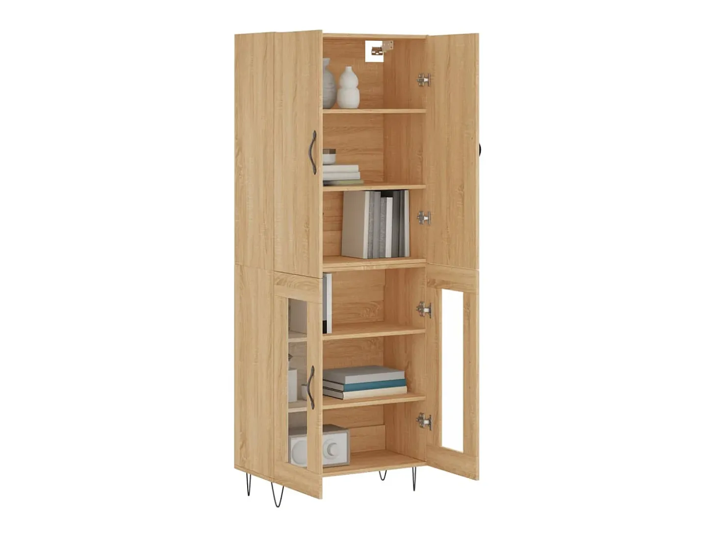 Aparador alto madera contrachapada color roble 69,5x34x180 cm