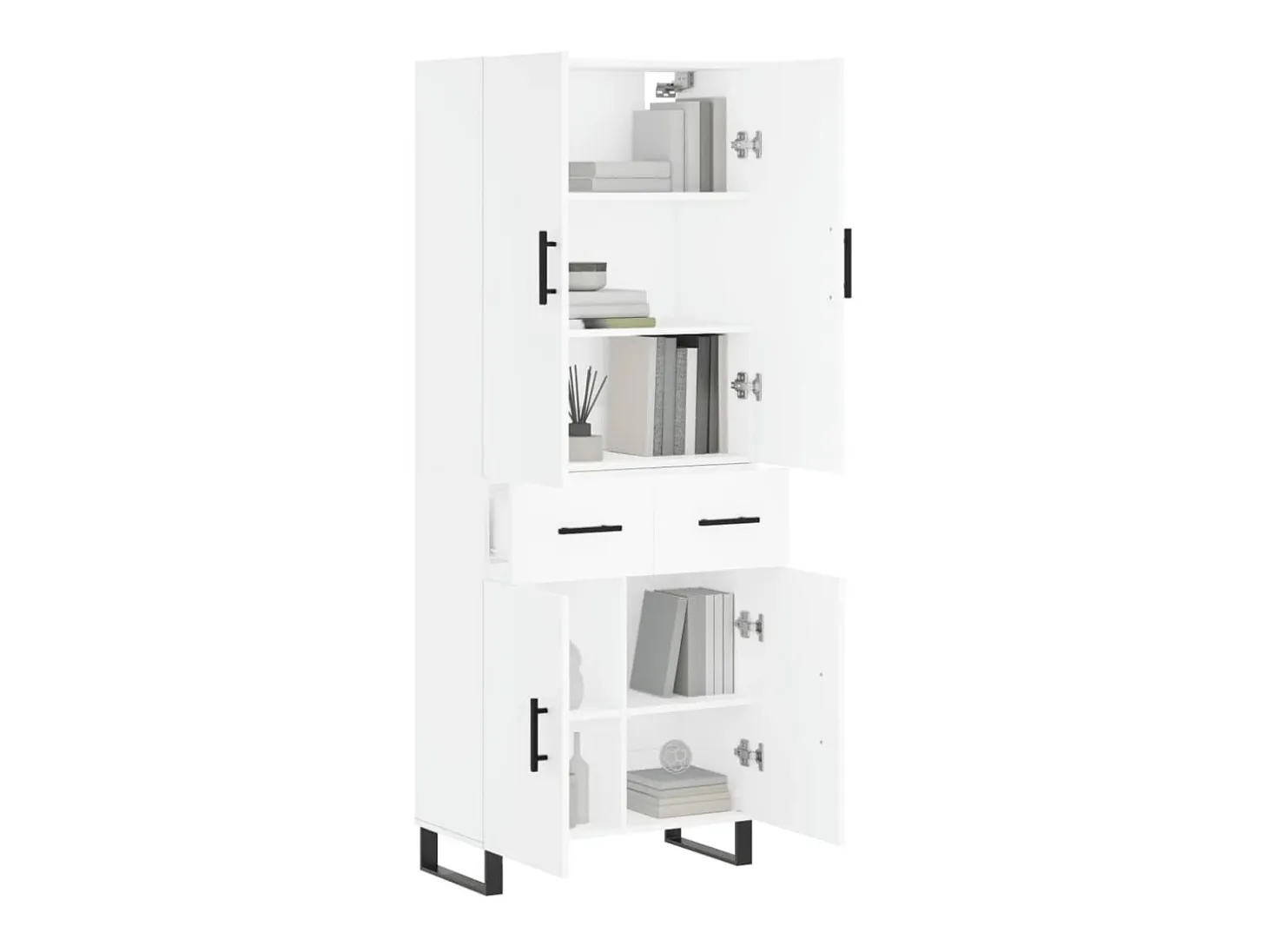 Aparador alto madera contrachapada blanco 69,5x34x180 cm ES26777