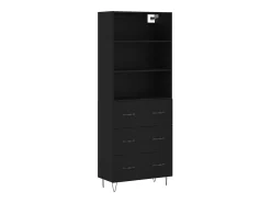 Aparador alto madera contrachapada negro 69,5x34x180 cm