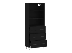 Aparador alto madera contrachapada negro 69,5x34x180 cm