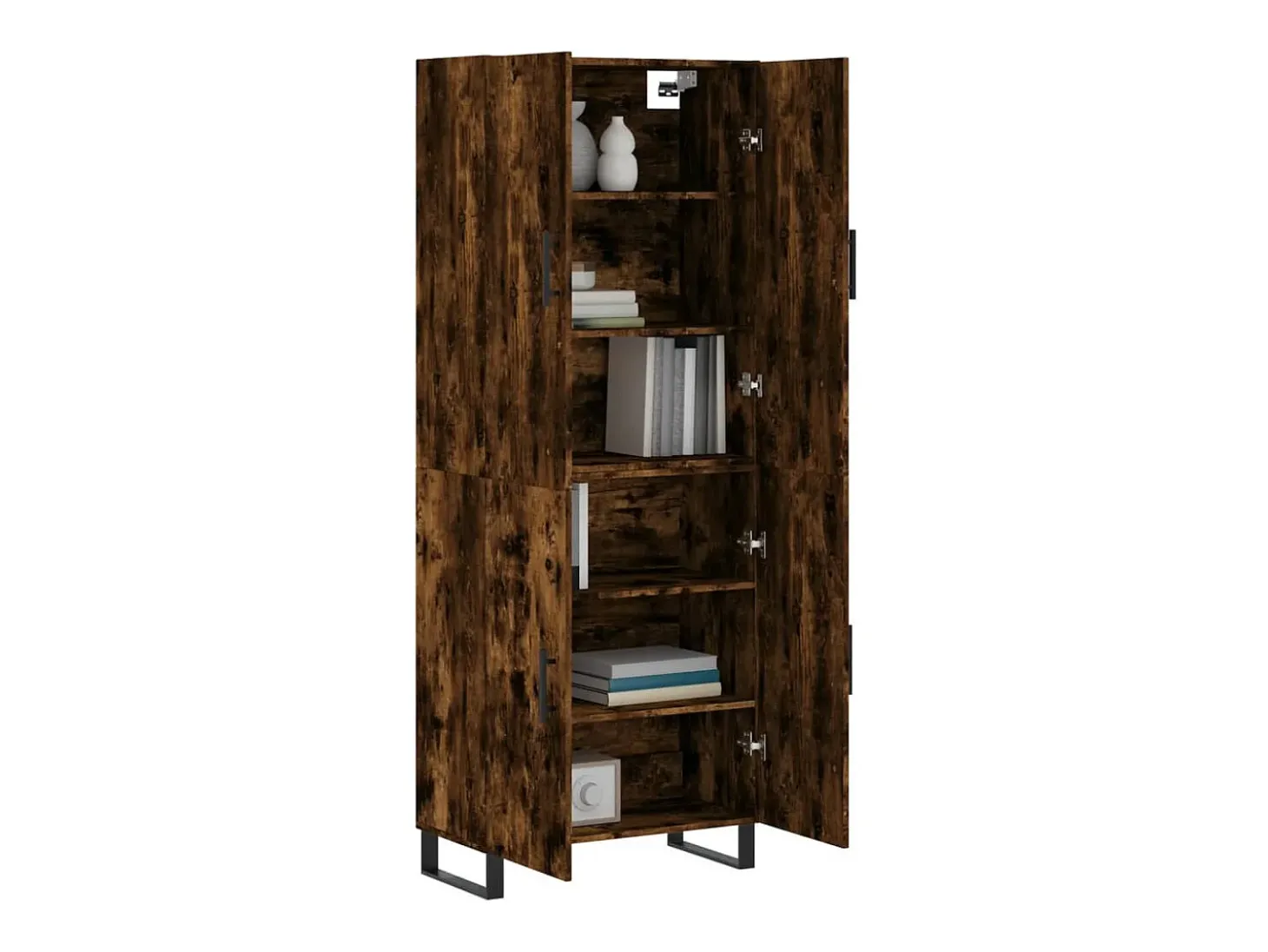 Aparador alto madera contrachapada roble ahumado 69,5x34x180 cm