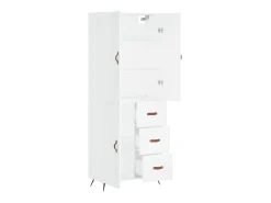 Aparador alto madera contrachapada blanco 69,5x34x180 cm ES80075