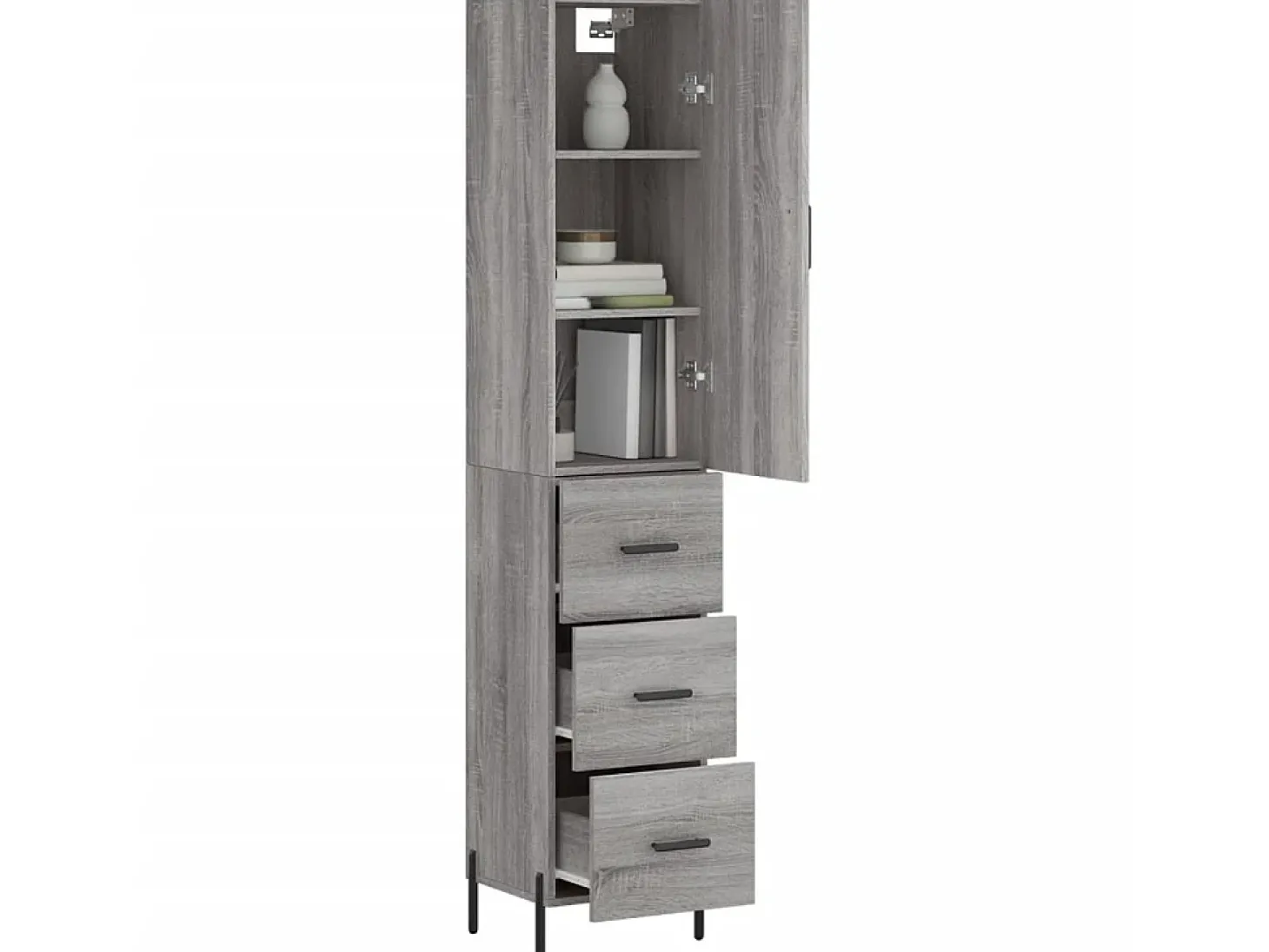 Aparador alto madera contrachapada gris Sonoma 34,5x34x180 cm ES34813