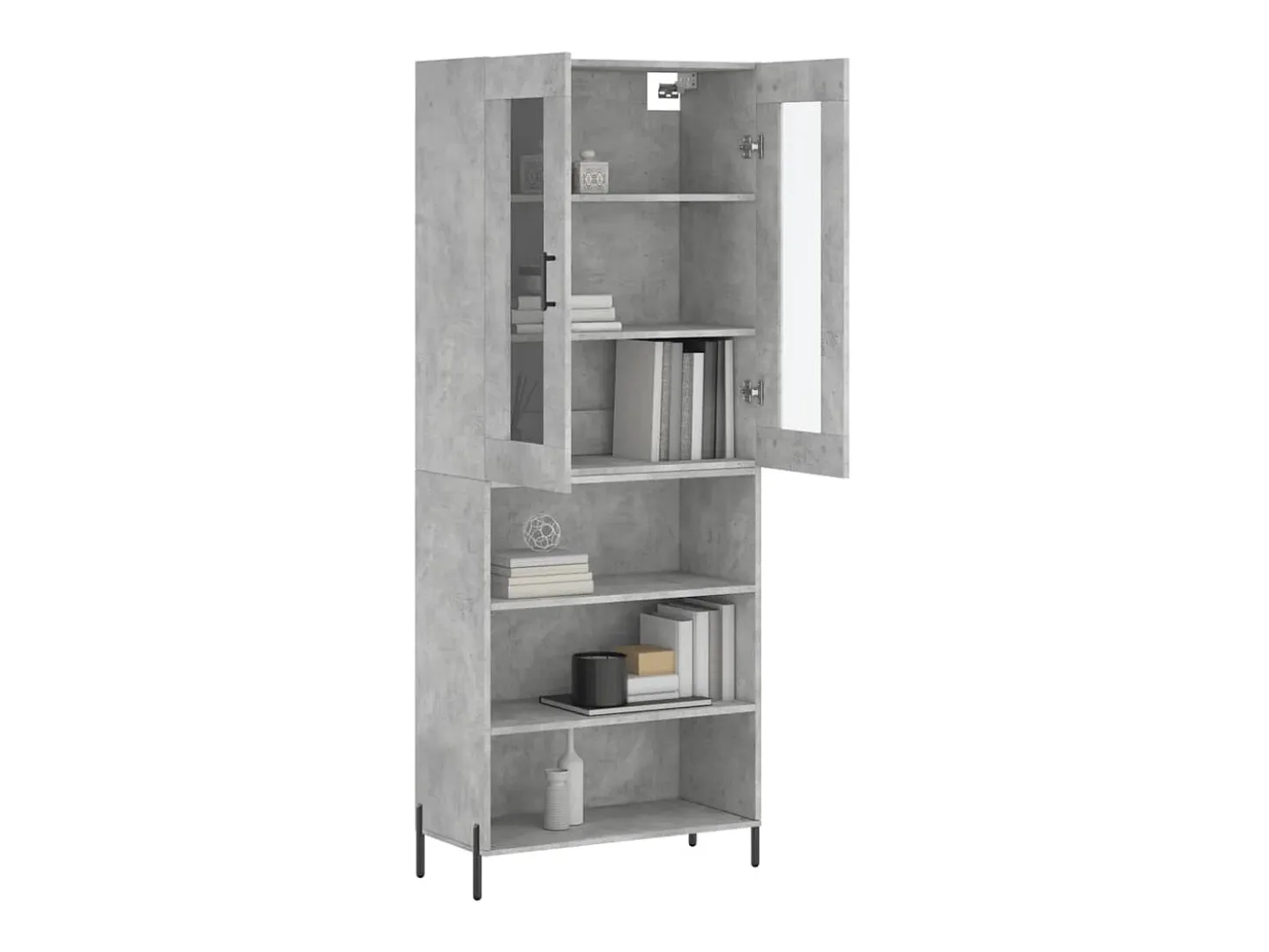 Aparador alto madera contrachapada gris hormigón 69,5x34x180 cm ES69307