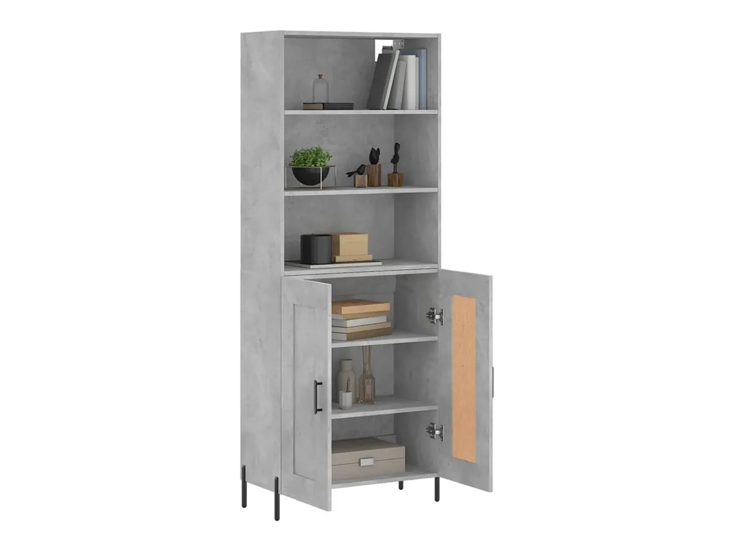 Aparador alto madera contrachapada gris hormigón 69,5x34x180 cm ES11735