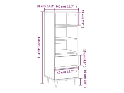 Aparador alto madera contrachapada blanco 40x36x110 cm