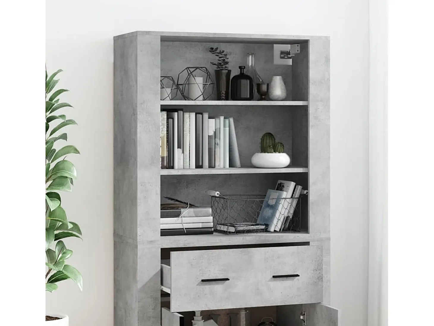 Aparador alto madera contrachapada gris hormigón