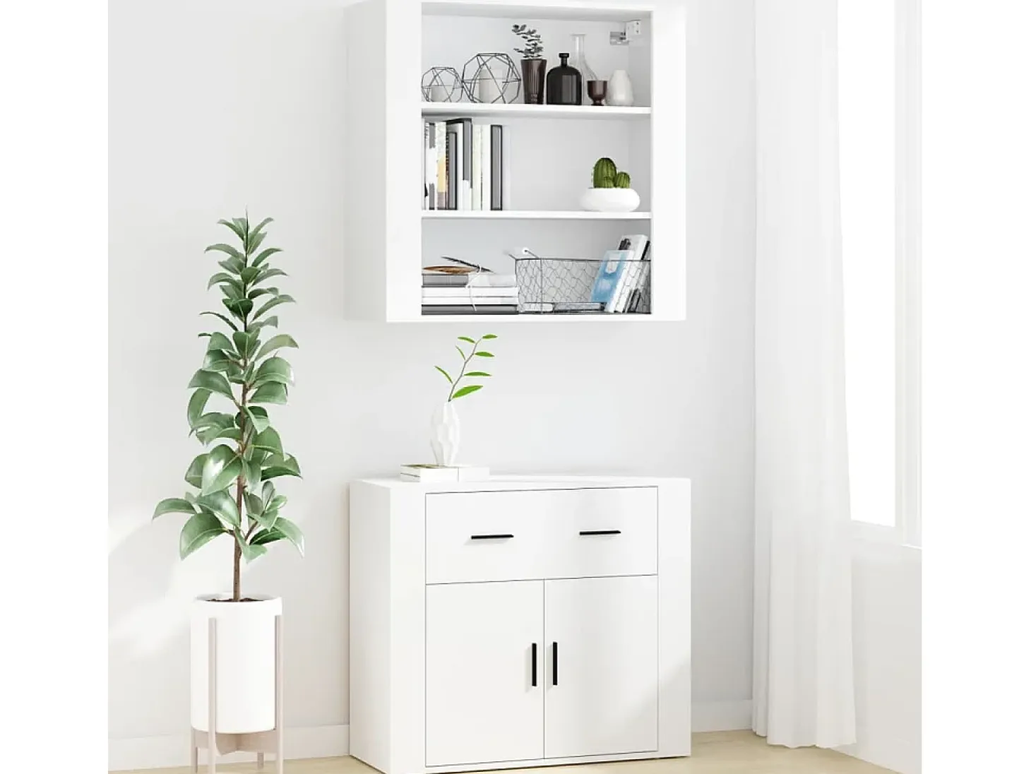 Aparador alto madera contrachapada blanco