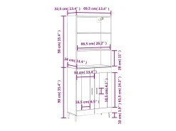 Aparador alto madera contrachapada color roble 69,5x34x180 cm