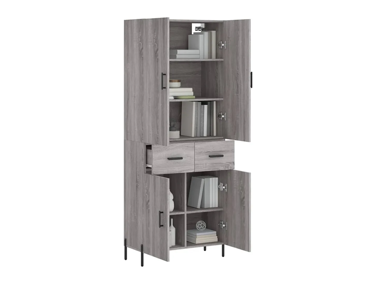 Aparador alto madera contrachapada gris sonoma 69,5x34x180 cm ES54491