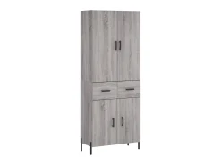 Aparador alto madera contrachapada gris sonoma 69,5x34x180 cm ES54491