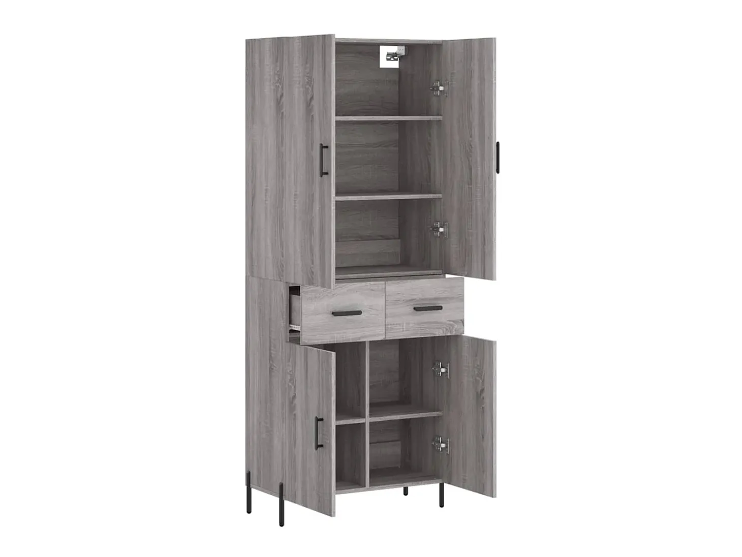 Aparador alto madera contrachapada gris sonoma 69,5x34x180 cm ES54491