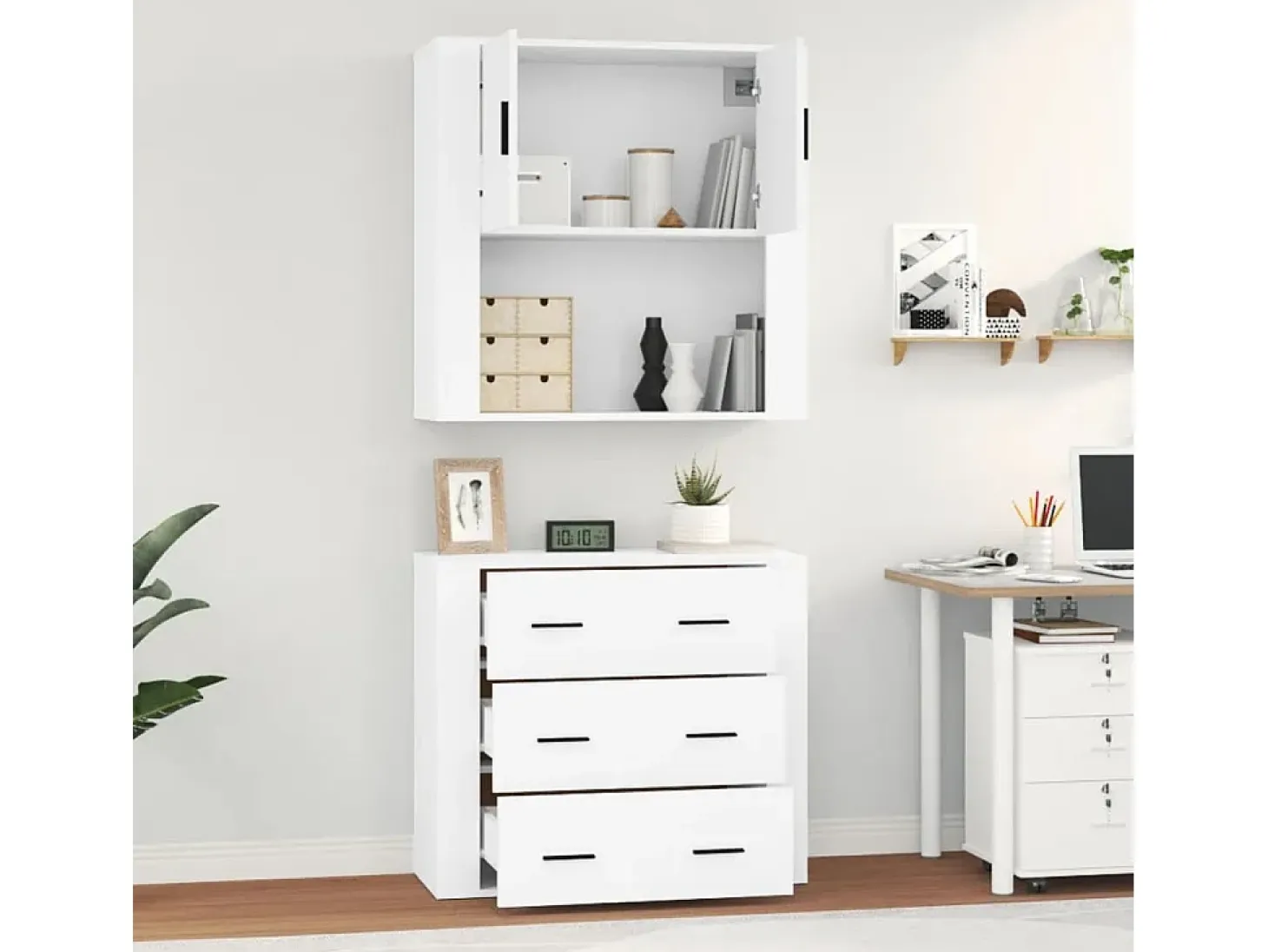 Aparador alto madera contrachapada blanco