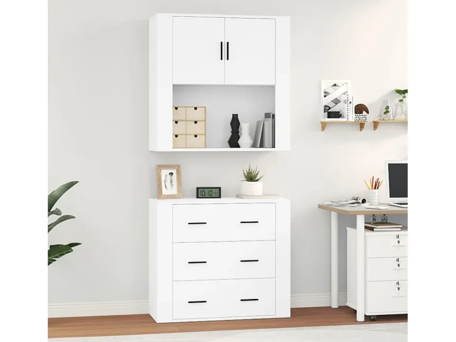 Aparador alto madera contrachapada blanco