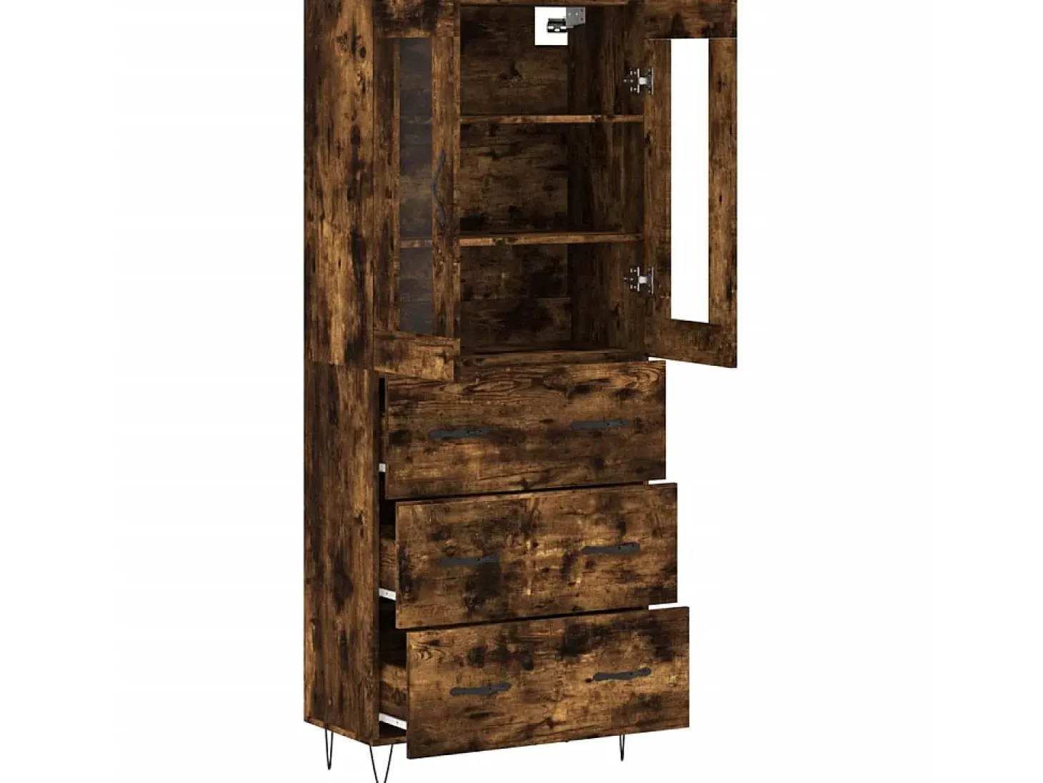 Aparador alto madera contrachapada roble ahumado 69,5x34x180 cm ES27086