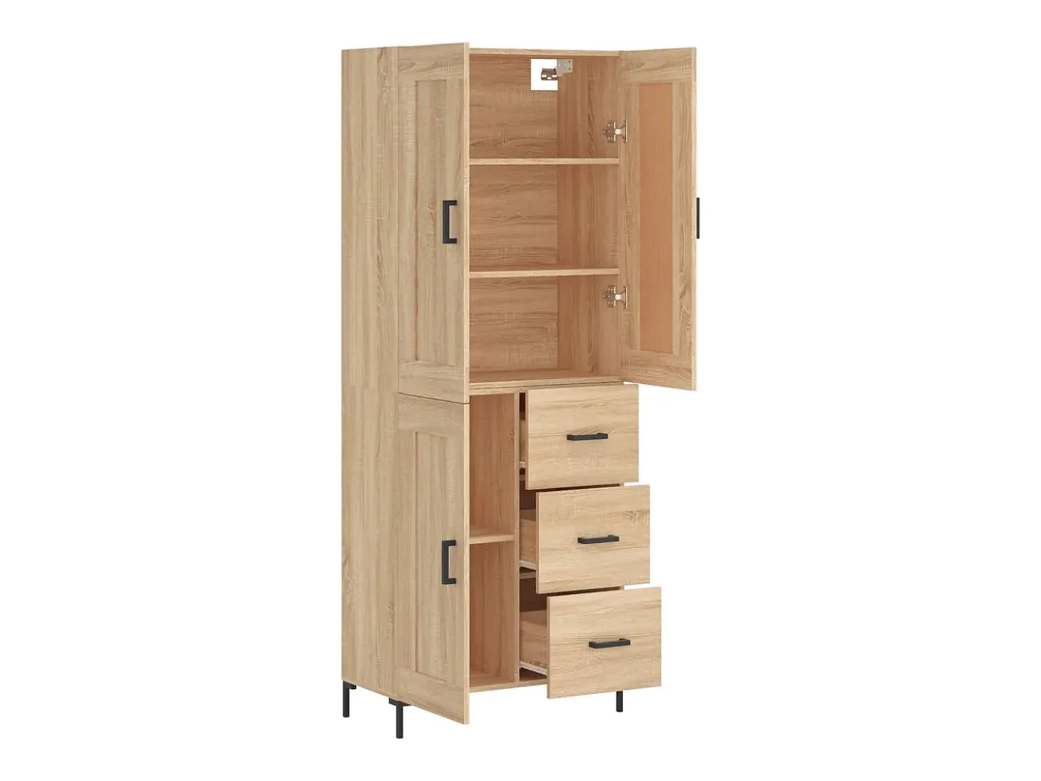 Aparador alto madera contrachapada color roble 69,5x34x180 cm
