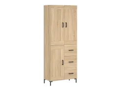 Aparador alto madera contrachapada color roble 69,5x34x180 cm
