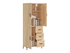 Aparador alto madera contrachapada color roble 69,5x34x180 cm
