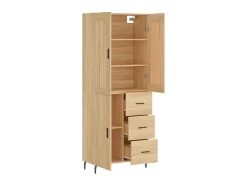 Aparador alto madera contrachapada color roble 69,5x34x180 cm ES561510