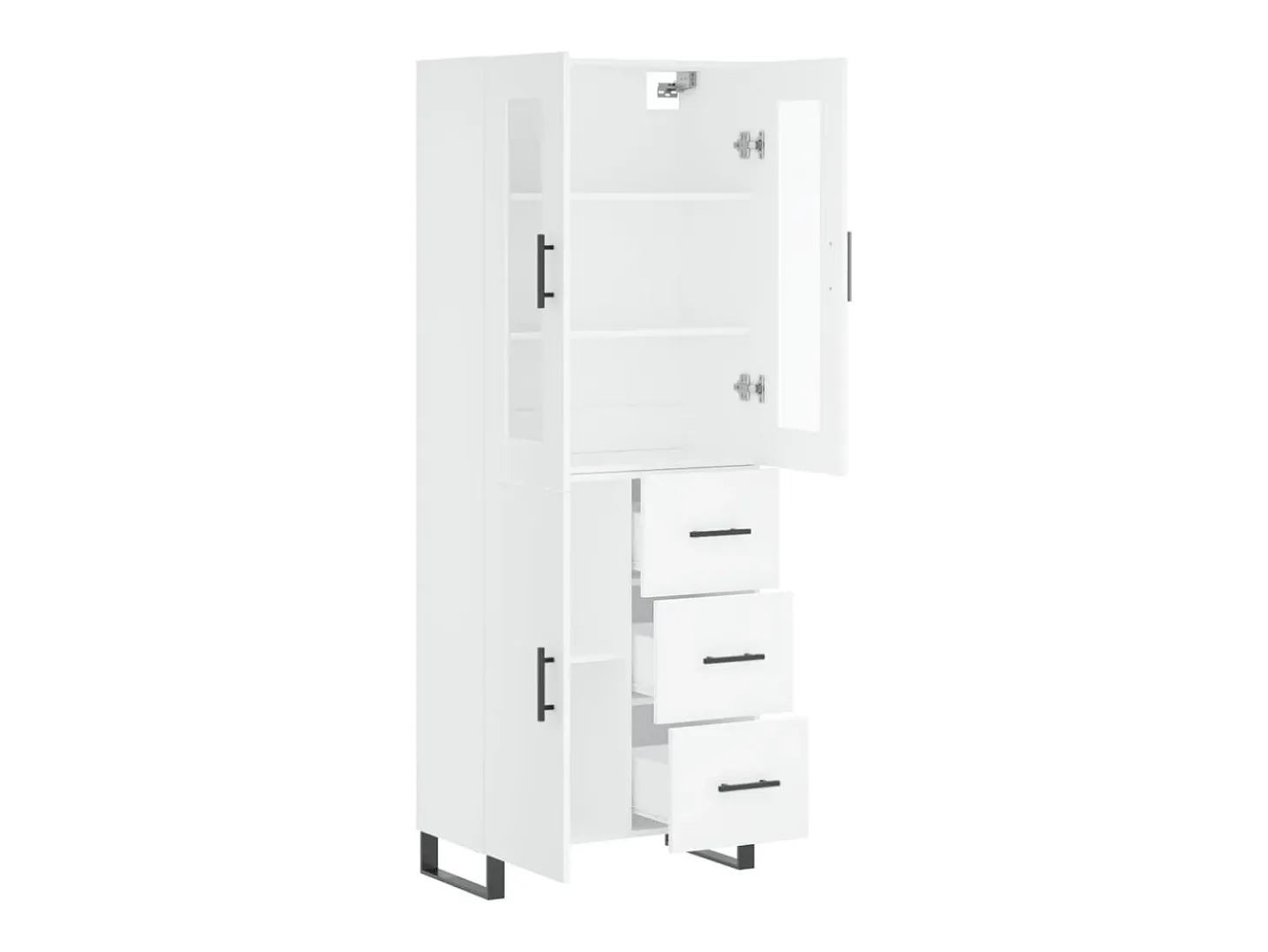 Aparador alto madera contrachapada blanco 69,5x34x180 cm ES43771