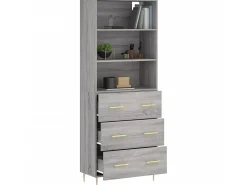Aparador alto madera contrachapada gris sonoma 69,5x34x180 cm ES15848