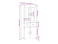 Aparador alto madera contrachapada gris sonoma 69,5x34x180 cm