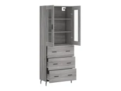 Aparador alto madera contrachapada gris sonoma 69,5x34x180 cm ES95314