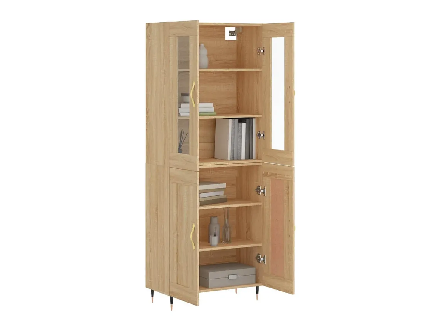 Aparador alto madera contrachapada color roble 69,5x34x180 cm ES38484