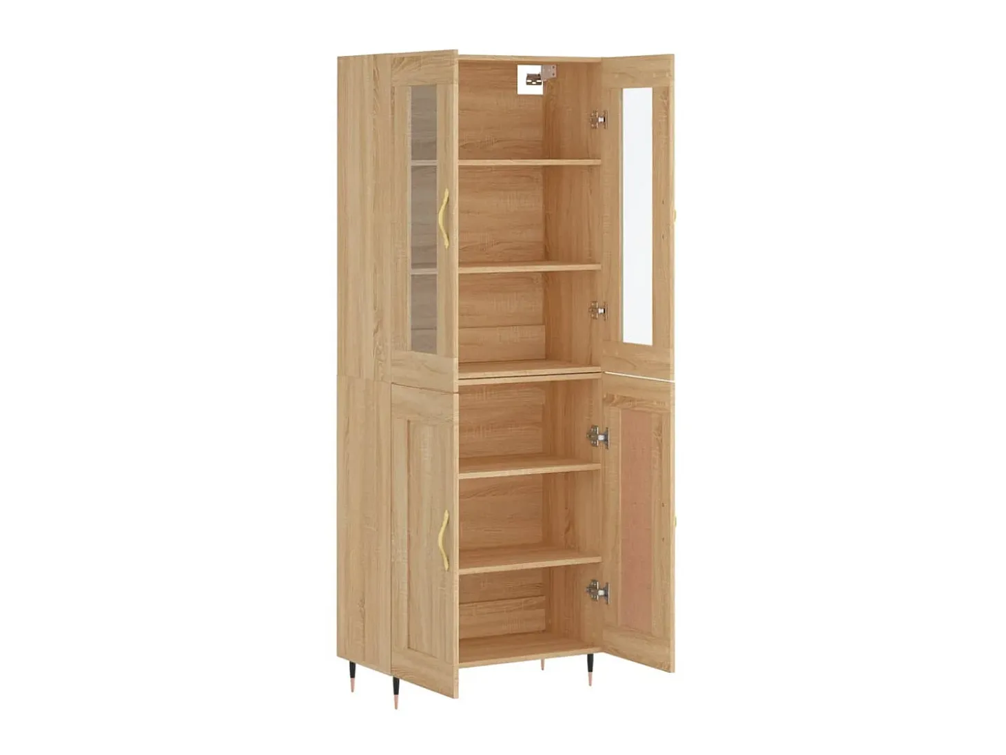 Aparador alto madera contrachapada color roble 69,5x34x180 cm ES38484