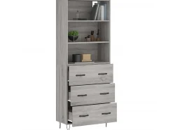 Aparador alto madera contrachapada gris sonoma 69,5x34x180 cm ES24995