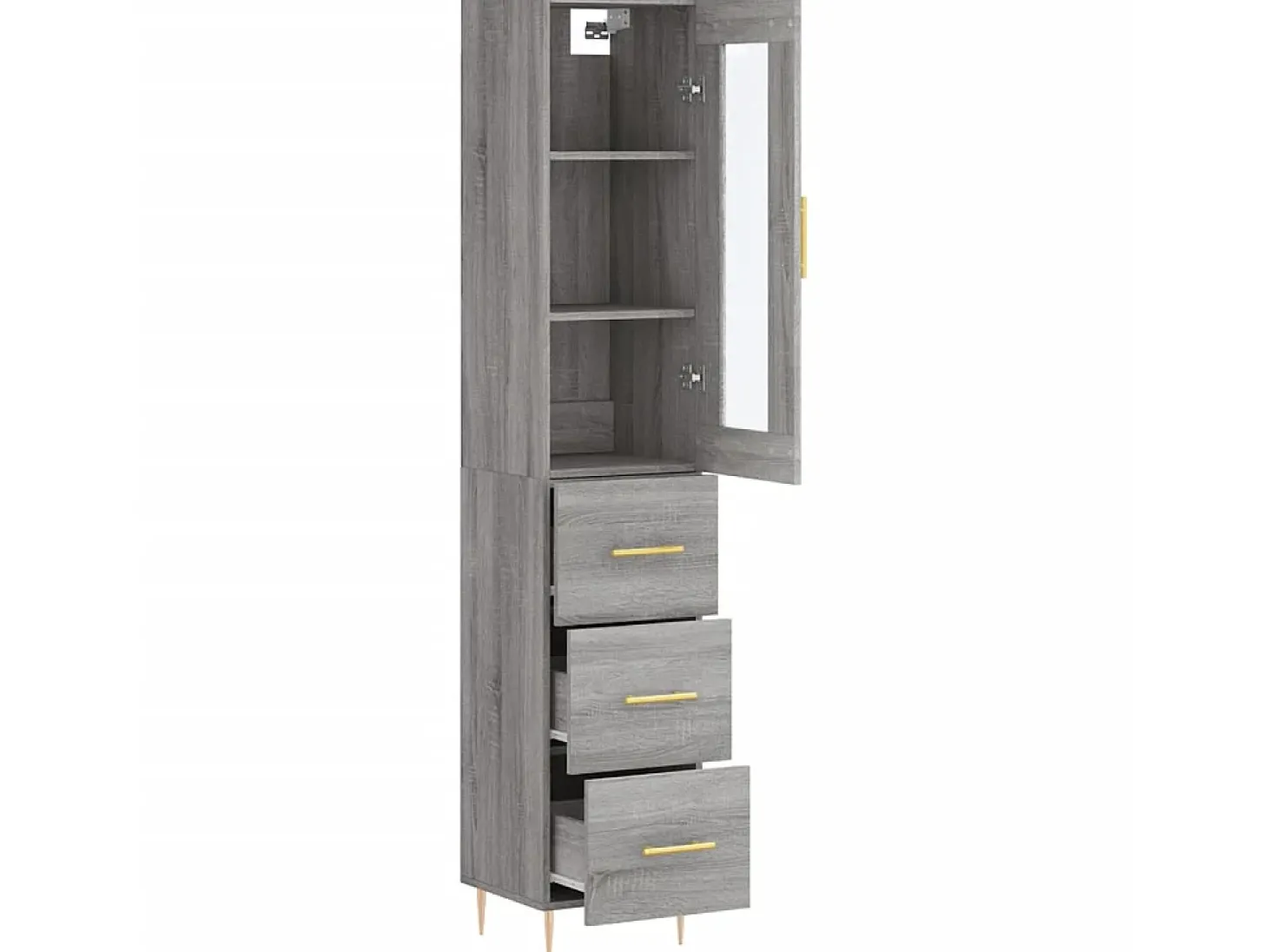 Aparador alto madera contrachapada gris Sonoma 34,5x34x180 cm ES53180