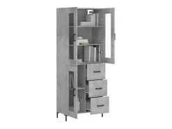 Aparador alto madera contrachapada gris hormigón 69,5x34x180 cm ES95928