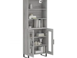 Aparador alto madera contrachapada gris sonoma 69,5x34x180 cm ES19819