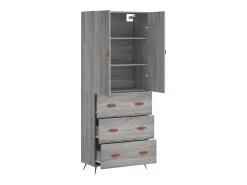 Aparador alto madera contrachapada gris sonoma 69,5x34x180 cm ES97567