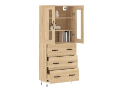 Aparador alto madera contrachapada color roble 69,5x34x180 cm