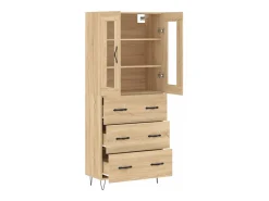 Aparador alto madera contrachapada color roble 69,5x34x180 cm