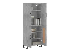 Aparador alto madera contrachapada gris hormigón 69,5x34x180 cm ES16615