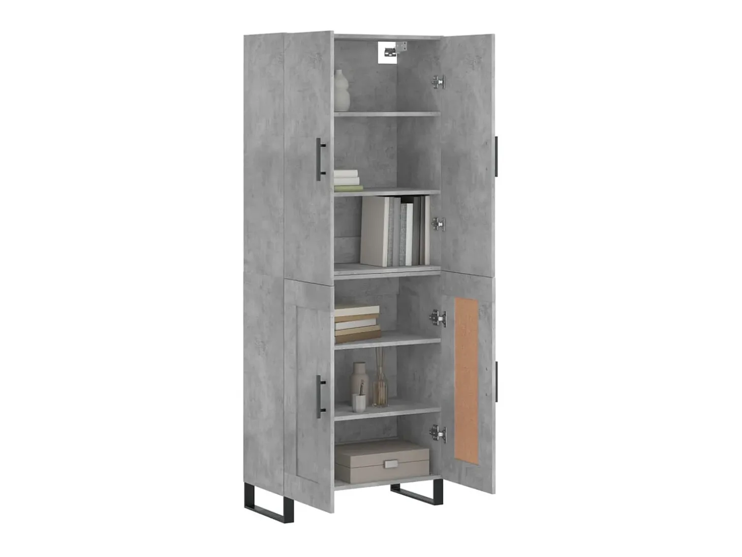 Aparador alto madera contrachapada gris hormigón 69,5x34x180 cm ES16615