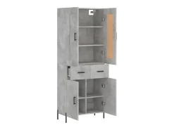 Aparador alto madera contrachapada gris hormigón 69,5x34x180 cm