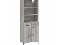 Aparador alto madera contrachapada gris sonoma 69,5x34x180 cm ES28886