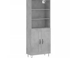Aparador alto madera contrachapada gris hormigón 69,5x34x180 cm ES92837