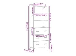 Aparador alto madera contrachapada color roble 69,5x34x180 cm