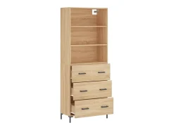 Aparador alto madera contrachapada color roble 69,5x34x180 cm
