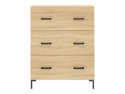 Aparador alto madera contrachapada color roble 69,5x34x180 cm